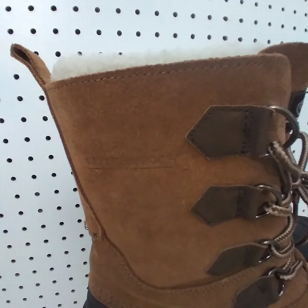 WEATHERPROOF Men's Waterproof Winter Boots Brown Leather Thinsulate Insulation